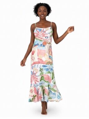 Paper Heart Anthropologie Maxi Dress in Multicolor summer print size sm